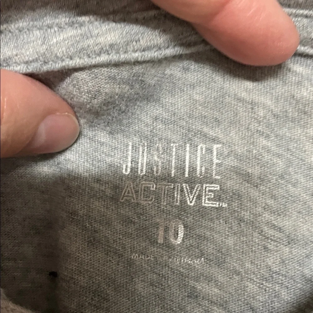 Justice Active size 10 Gray Long Sleeve Soft Lace-up Stretchy T-Shirt with Logo